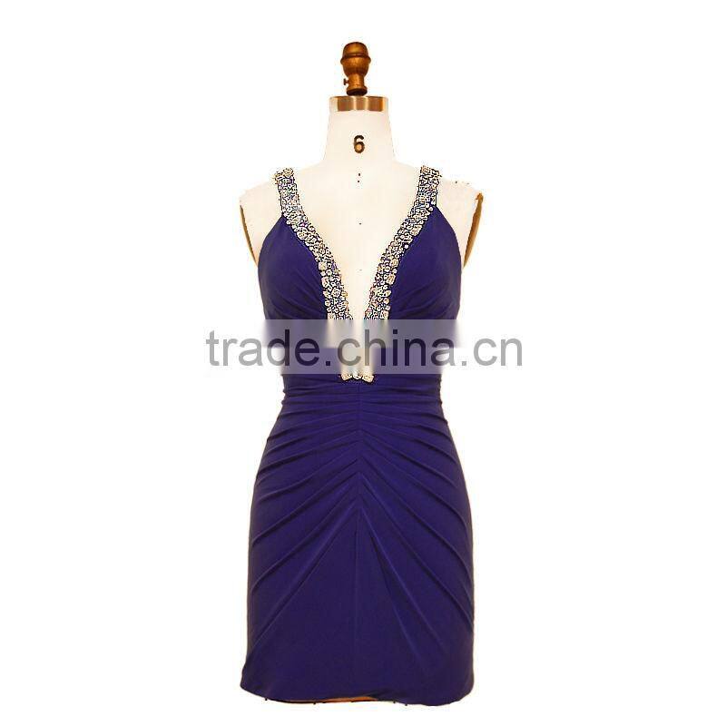 Sexy Charming Backless Beaded LA Style Deep V Cheap Hot Evening Dresses