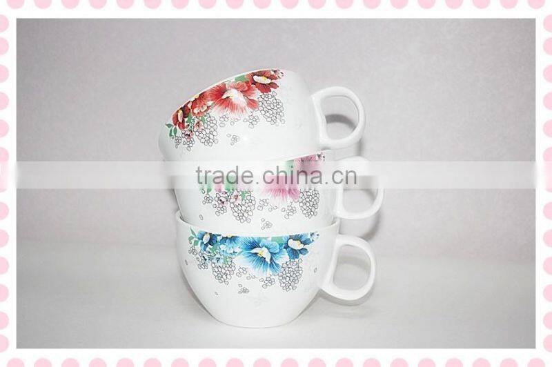 500 ml handpaiting stoneware soup mug with small dots