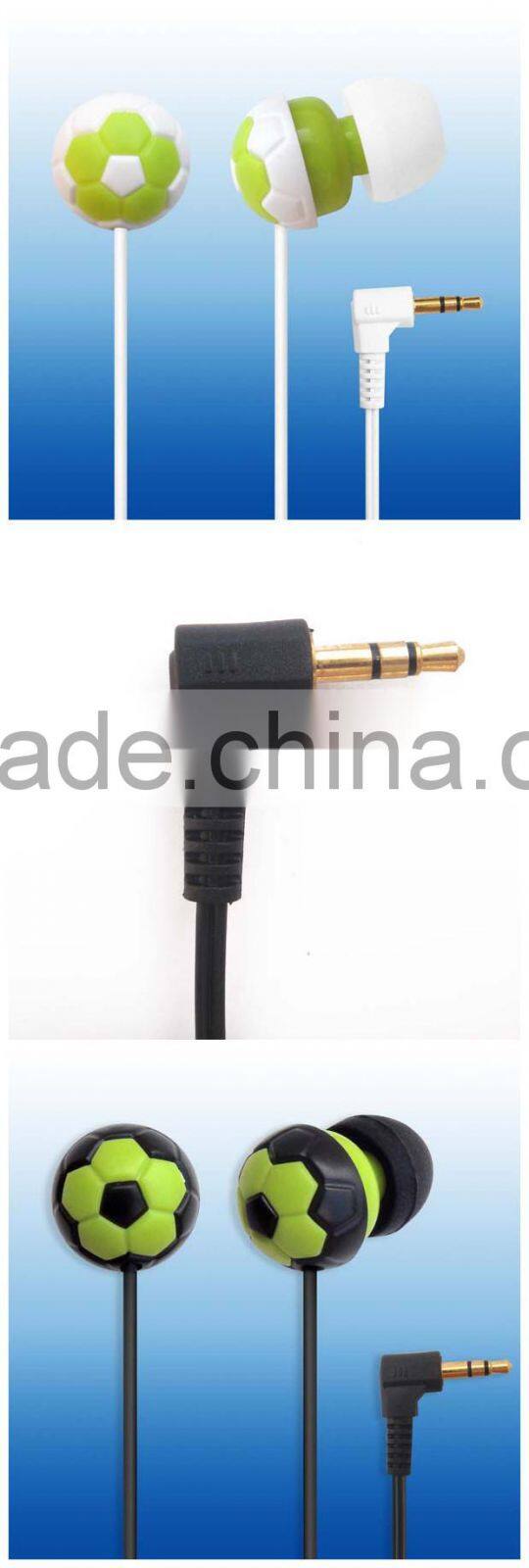 2015 new cheap reliable quality mini cute football shape earphones for MP3/ computer/ cellphone for kids study