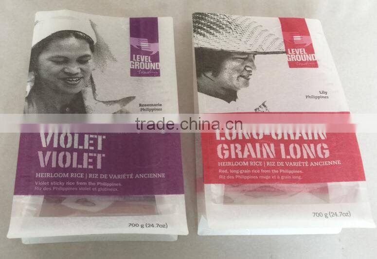Block Bottom Rice Paper Pouch Bags For Rice Packing