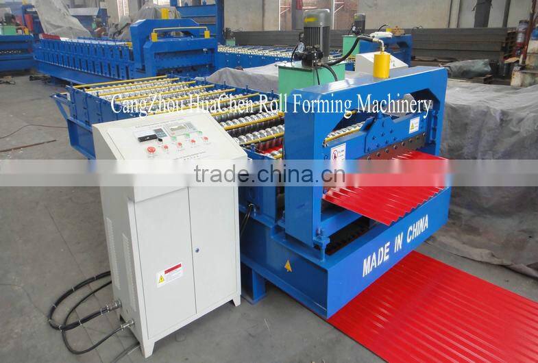Prepainted Color Steel Corrugated Metal Roofing Sheet Roll Forming Machine Made in Hebei
