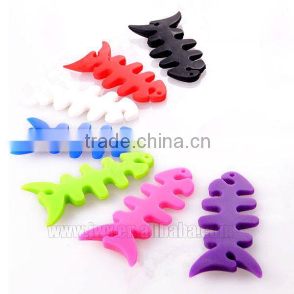 Cute silicone headset wire winder in fishbone shape