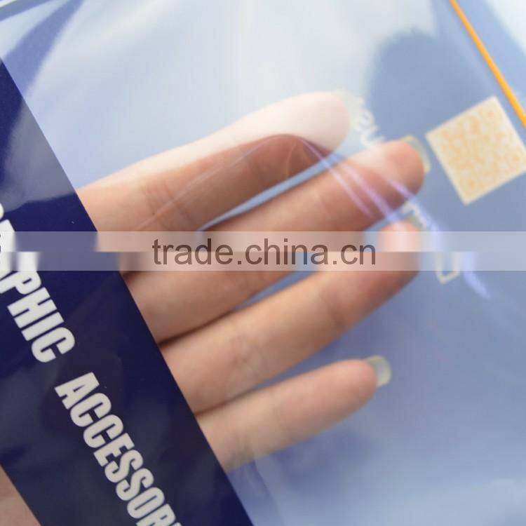 factory wholesale price clear BOPP gravure printing header bag with self adhesive strip