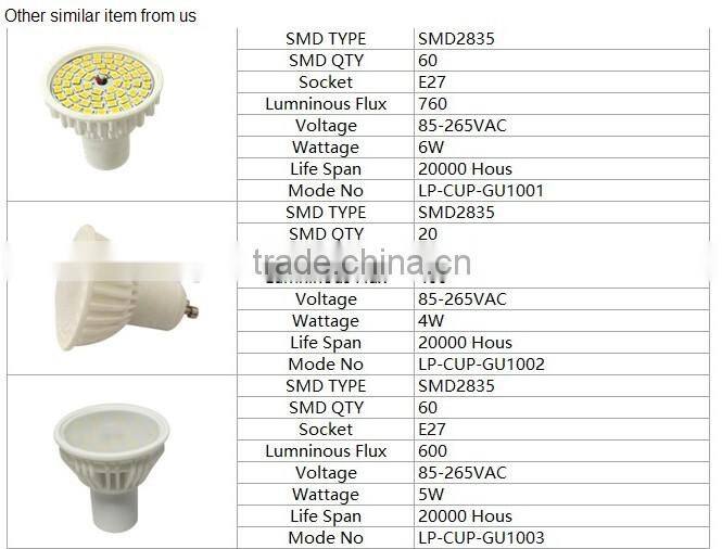 High Quality 4W Dimmable GU10 LED Lamp Cup 320lm ceramic spotlight bulb