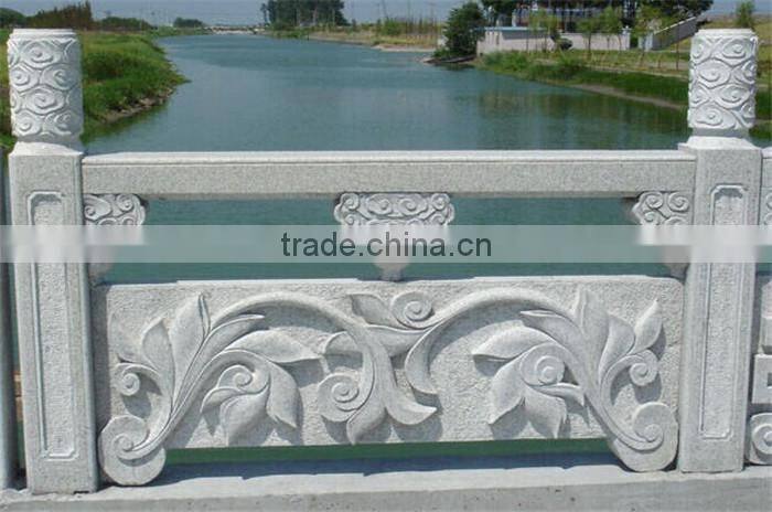 polished dark grey granite bridge handrails carving