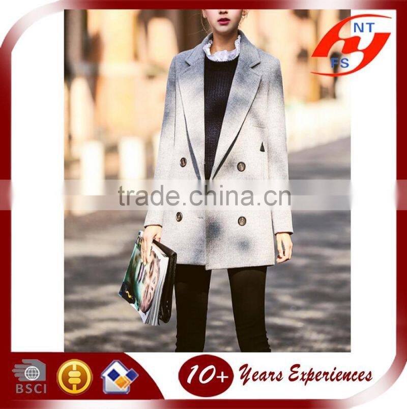 elegant long sleeve woman turn down collar plus size loose warm thick winter grey long coat and windcoat