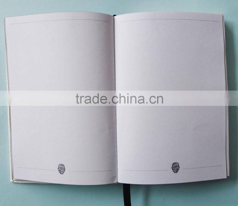 full cover embossed white pu black page notebook with gold edge