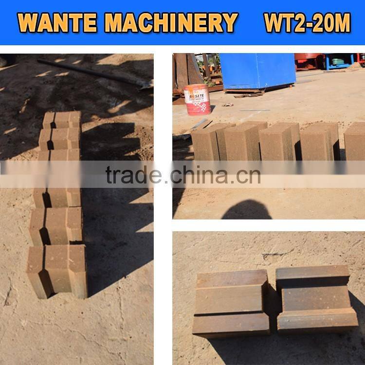 2016 new design factory price WT2-20m interlocking compressed earth block machines from Linyi Wante Machinery