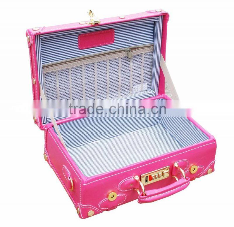 Hot selling girl pink 1930s vintage suitcase