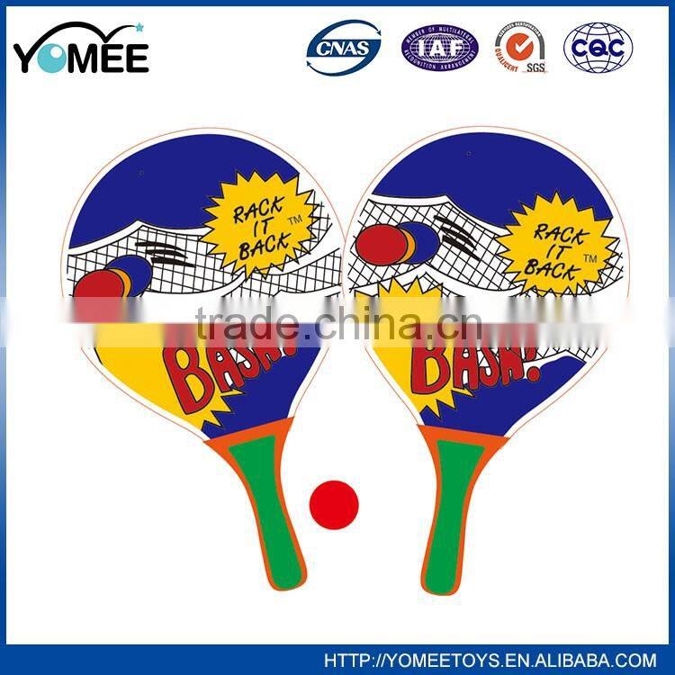 New arrival OEM kid games wooden beach racket with rubber ball