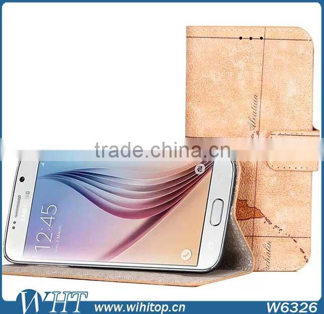 Hot New Products Flip Leather Phone Case with Card Holder for Galaxy S6