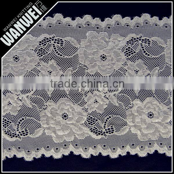 Lace guipure eyelash fabrics yarn knitting printed 100% nylon lace fabric for dresses trim skirts garments design 5918