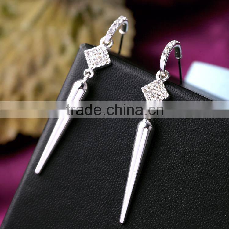 Silver and golden Pin Pave Rivet Spike Ponited Earring earring