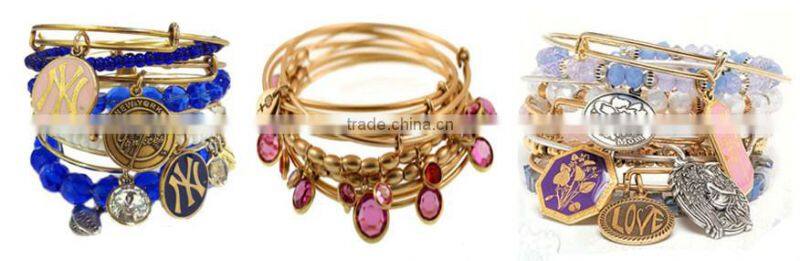 Wholesale Adjustable Wire Bangle I Love You To The Moon And Back Brother Charm Bangle Bracelet