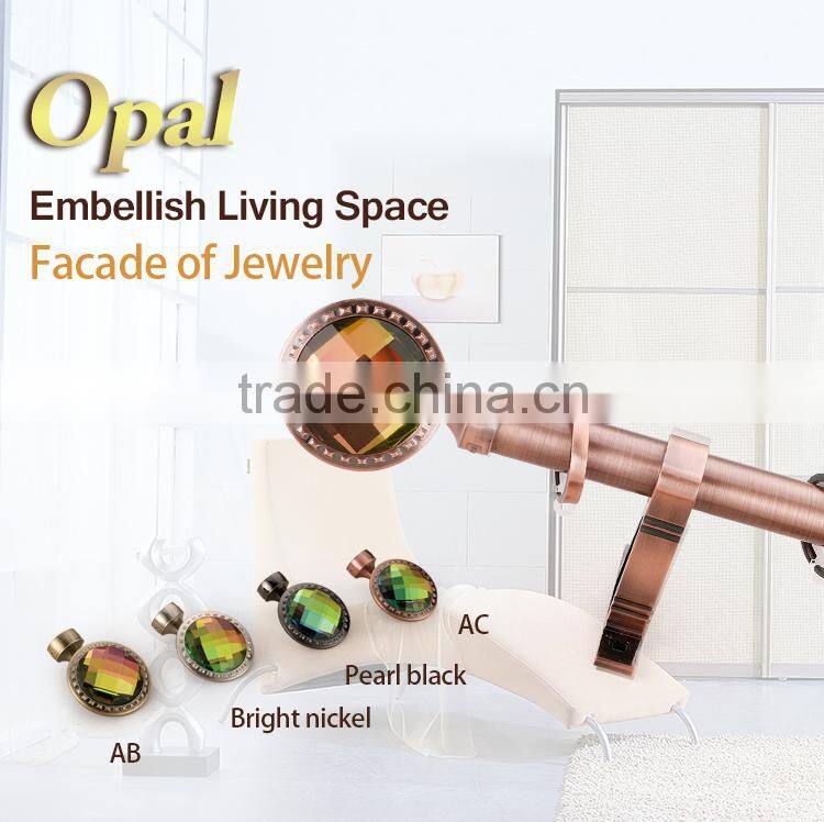 Trade assurance metal curtain rod pole colored glass finials