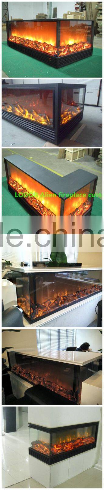 3 sided glass stand electric fire place