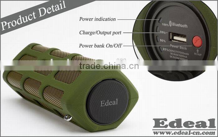 2015 Popular small round mini speaker bluetooth 7000MAH power band speaker for camping From BSCI manufacturer