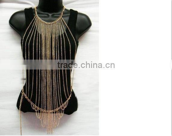 2015 new fashion body chain dress