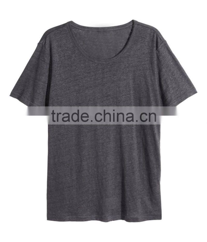 New Style Custom Men's T-shirt in Linen Slub Jersey 100% Linen Fitness T-shirt for Men Wholesale