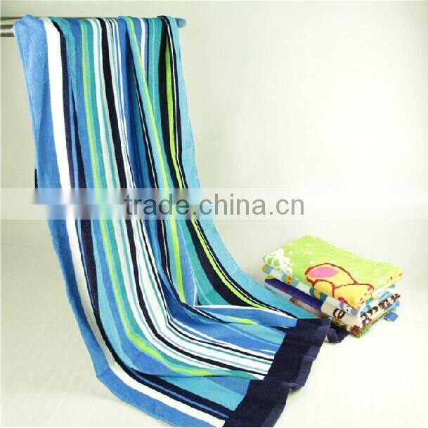 100% cotton velour printed stripes beach towel/stripes pool towel
