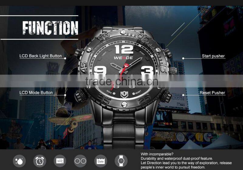2015 New Arrival Weide Brand Luxury Men Quartz Watch Dial Watches Brief Elegant Mens Watch Stainless Steel