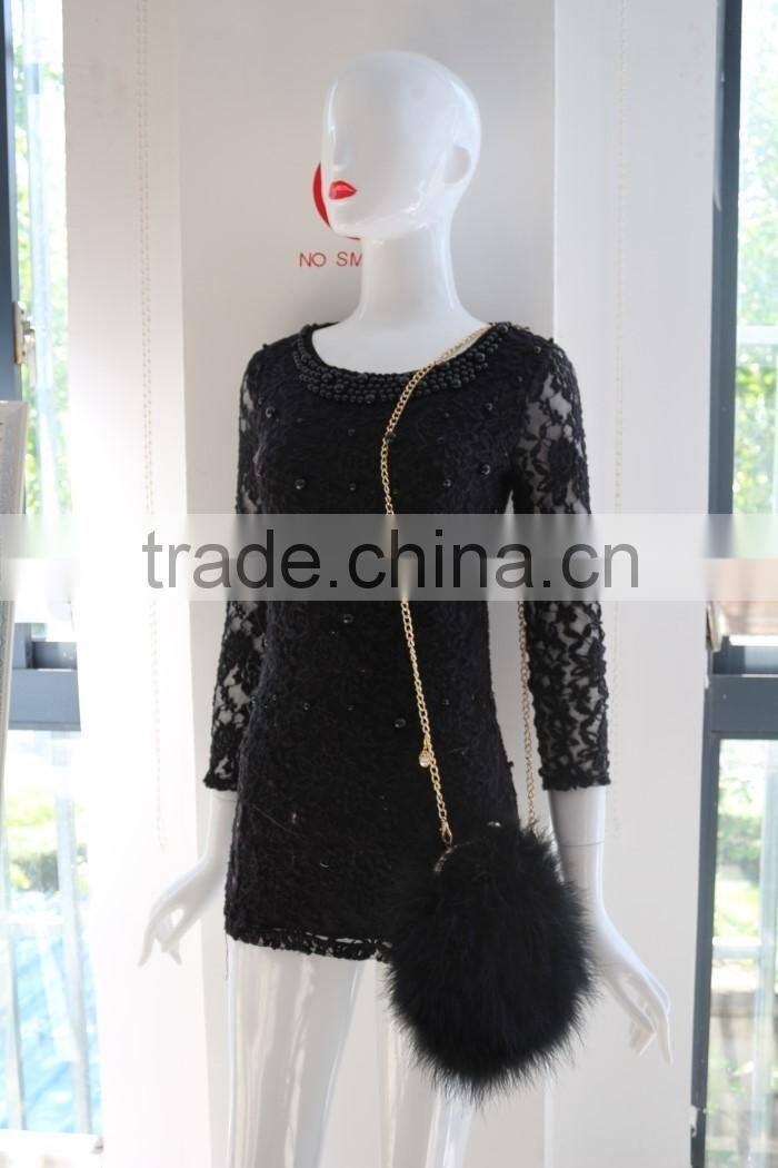 Dyed color women fashion feather fur bag turkey feather shoulder bag