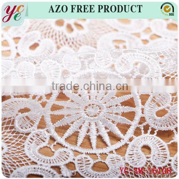 Pure white temperament circular flower design collocation wedding embroidery lace fabric embroidery
