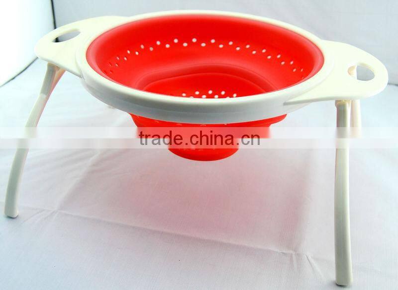 100% Food grade collapsible silicone strainer, foldable silicone colander, silicone kitchenware, kitchen tools strainers