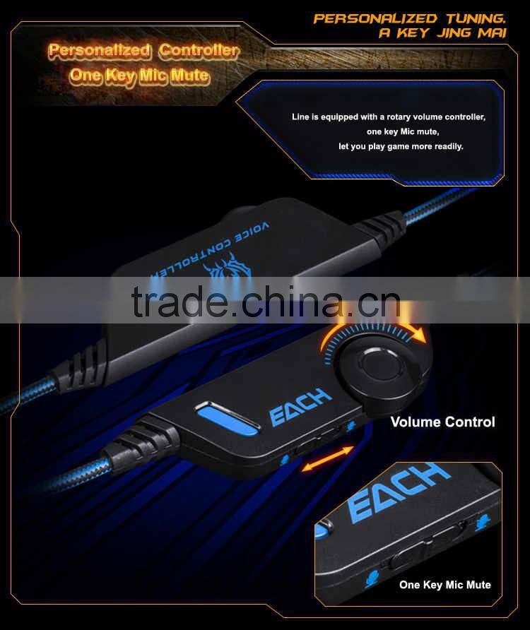 2015 New EACH G4000 Gaming Headset Stereo Bass Headphone Earphone With Microphone For Computer Gamer USB 3.5mm Gold-Plated