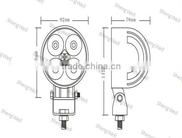 12W 9-32v IP67 Epistar led work light ShengWell auto factory 12month warranty car led work light offroad car led work light