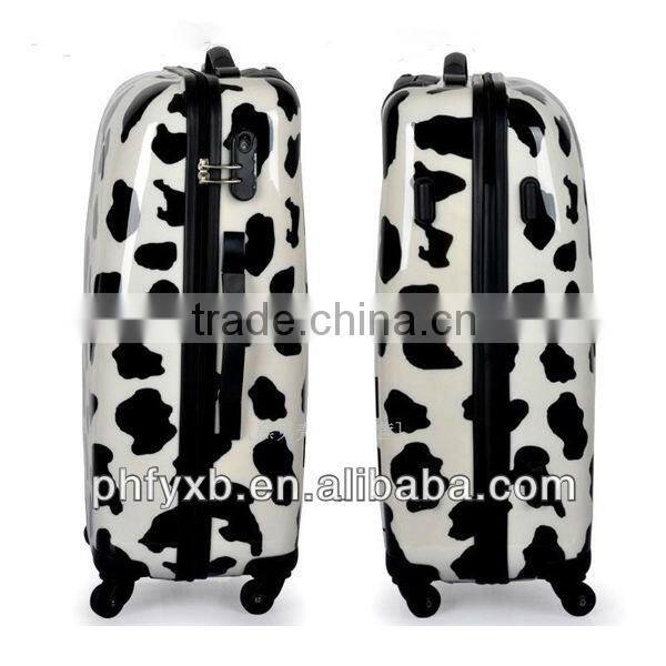 China 2015 New Product Alibaba Black & White Cow Color luggage trolley Fashionable Hardcase luggage trolley Eminent Luggag