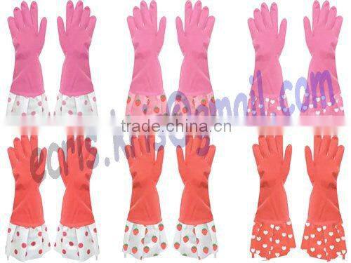 2012 hot sale red household clean latex glove with long cuff