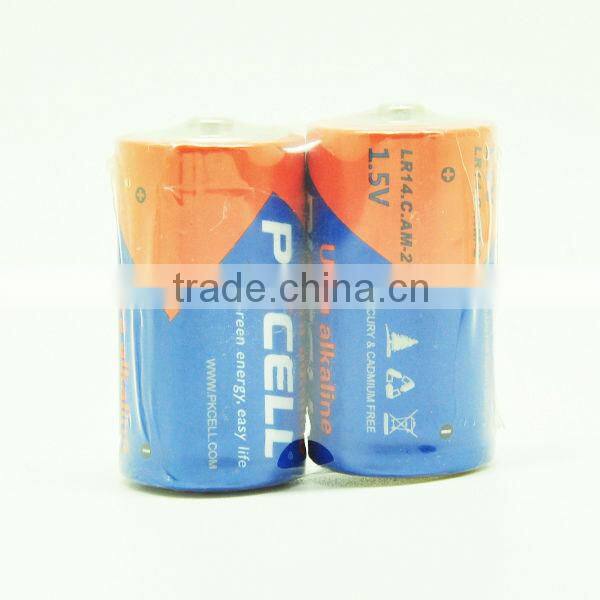 Alkaline Dry battery LR14 1.5V with Alu foil jacket