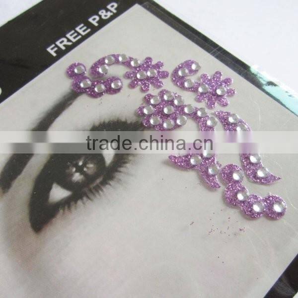 Custom amazing sexy crystal stone eye sticker glitter makeup jewellry face sticker eye decoration factory