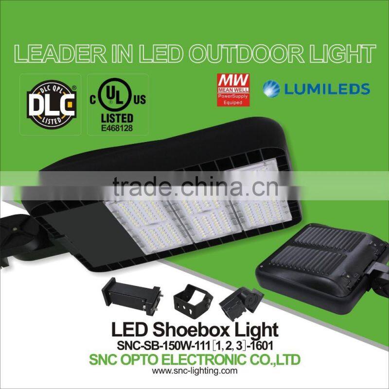 UL cUL DLC list roadway lighting 150w modular design led shoebox light by china manufacturer