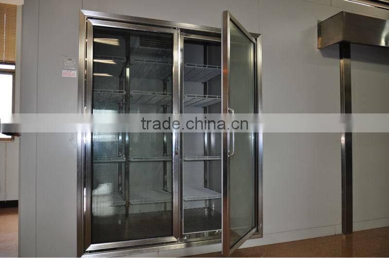 Glass door walk in cooler with entrance door
