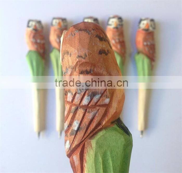 Wholesale animal figurine wooden carved pen