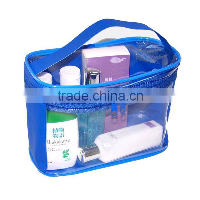 Professional fashional pvc cosmetic bag with handle