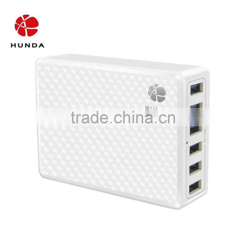 HUNDA China Manufacturer CE FCC ROHS Creative Design Multi Port USB Charger