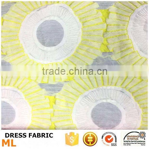 Bright color cotton flower cuting cotton fabric jacquard fabric with high quality design for fashion dress