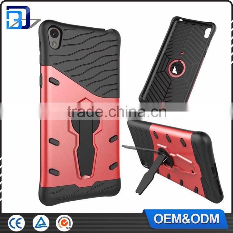 High Quality Mobile Phone TPU + PC Hard Kickstand Armor Hybrid Case For Sony Xperia E5 Back Covers