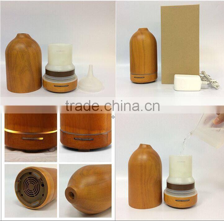 Wood+ABS+PP+Silicone aroma oils, Wooden electric ultrasonic aroma diffuser, 100ml aroma humidifier