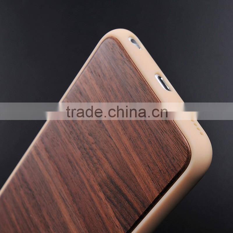 Wood grain leather+tpu shell mobile phone for iphone 7/7s case
