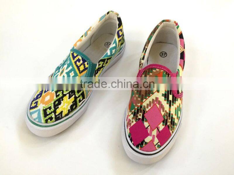 6 colorways slip on vulcanized women sneaker shoe low price china canvas women shoes 2016