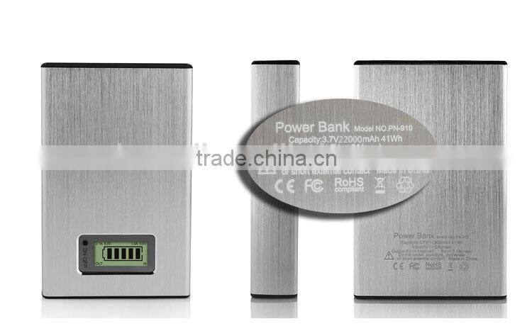 2015 Best selling aluminium allo mobile power bank 20000mah with led indicator screen