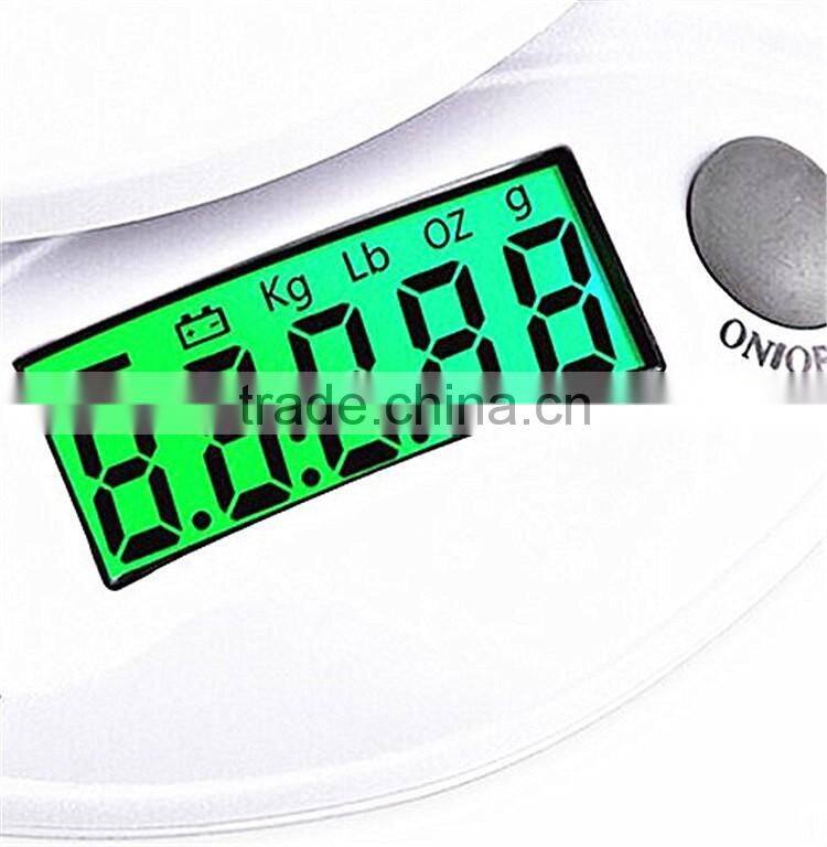 7kg/1g LCD kitchen scale with backlight and bowl