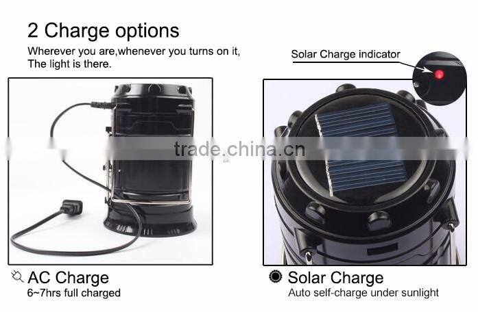 rechargeable solar power LED camping lantern with cellphone charge fuction