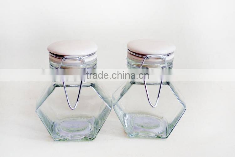 clear glass jar with ceramic locking lid