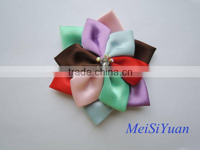 Handmade satin ribbon rose flower DIY craft wedding dress flower appliques/sequin appliques/satin flower