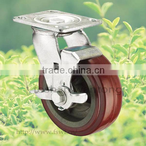 Heavy Duty PVC Wheel, Top Plate 125mm Fixed Industrial Caster